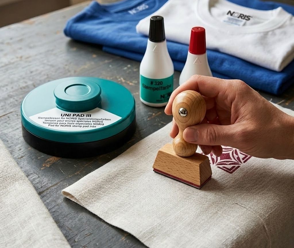 Stempelen op stof met een handstempel